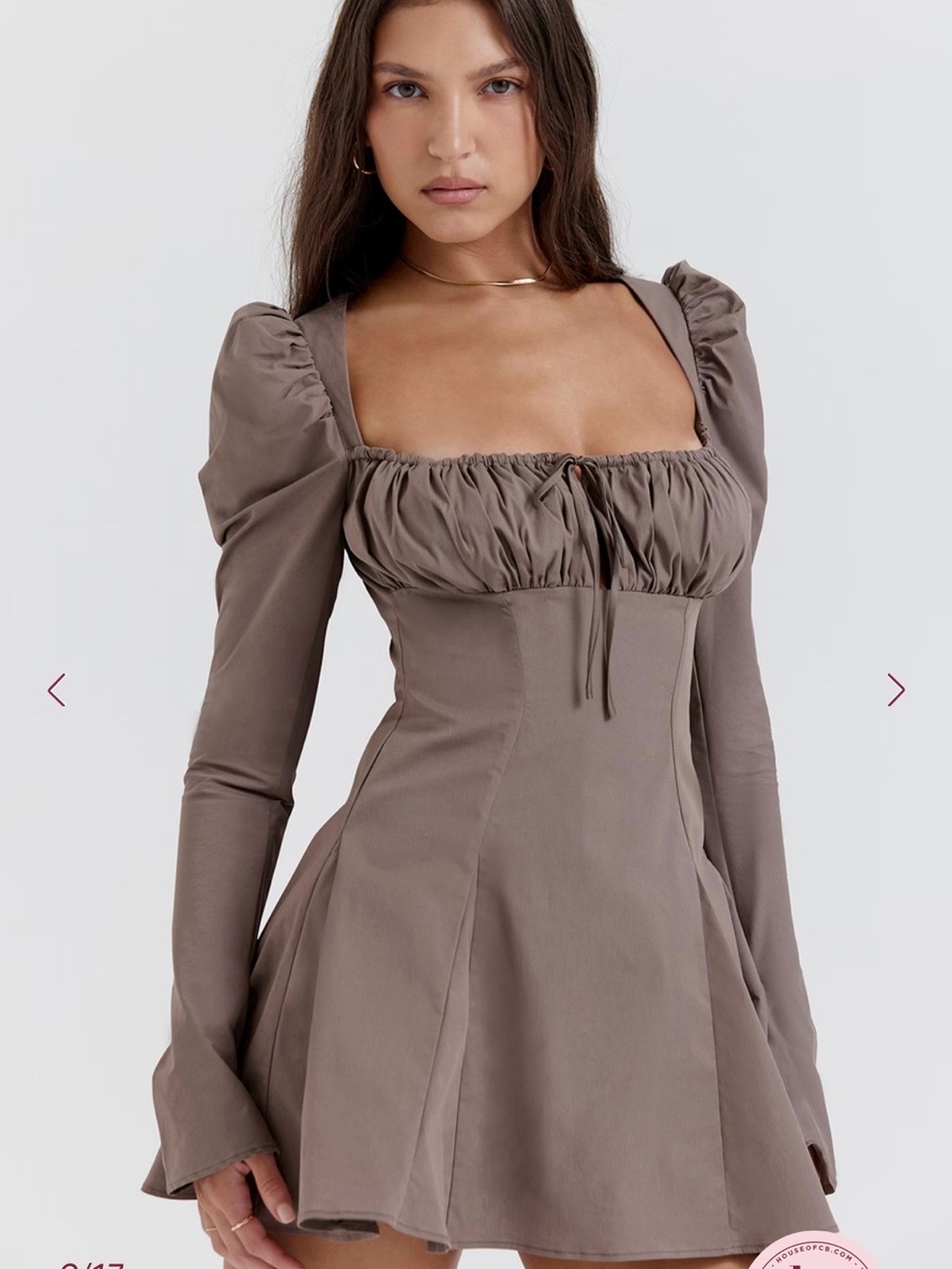 🇺🇸FIRM PRICE🇺🇸 House of CB CARLINA Mocha Long Sleeve Mini Dress - Picture 10 of 16